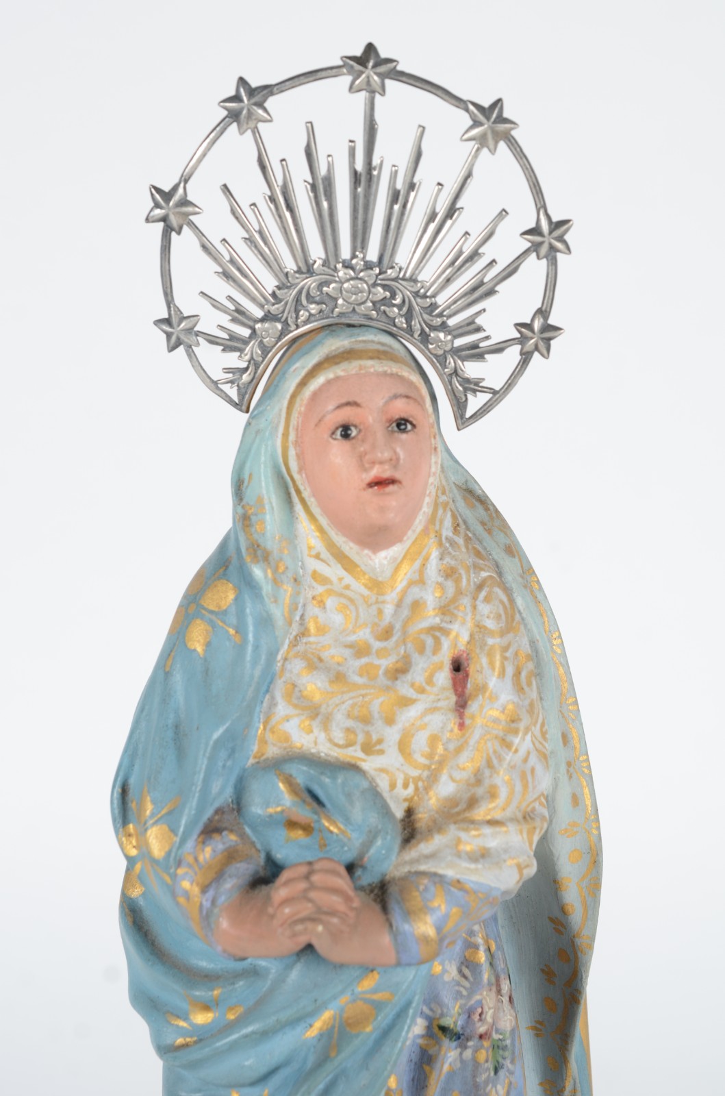 Nossa Senhora - Imagem de madeira policromada, resplendor de prata. - foto 7 de 8