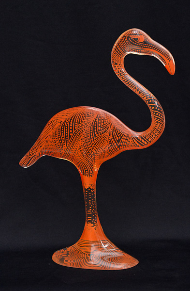 PALATNIK - Estatueta de resina de poliester repres. flamingo, alt.35...