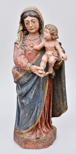 NOSSA SENHORA - Antiga imagem de madeira policromada, alt.50 cm.