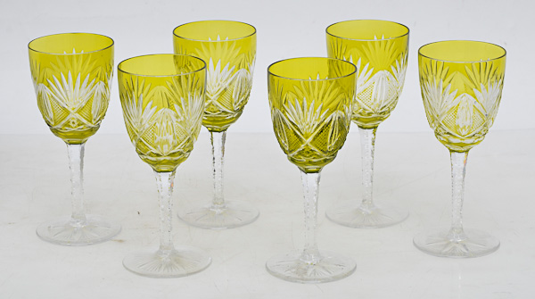 Conjunto com 6 cálices para vinho de cristal frances lapidado double...