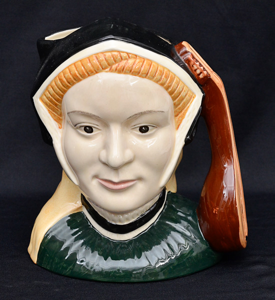 ROYAL DOULTON - Caneca de faiança inglesa policromada, repres. JANE...