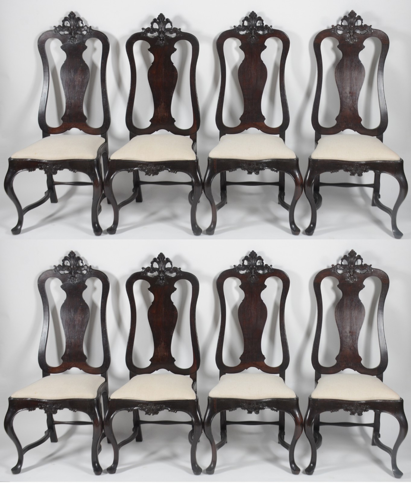 Conjunto com 8 cadeiras de madeira nobre para sala de jantar, estilo... - foto 1 de 5