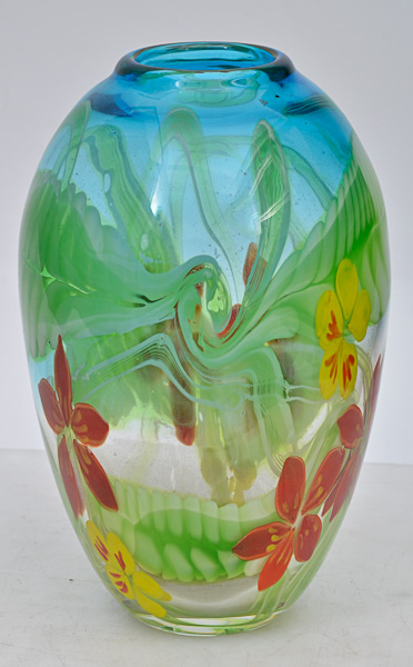 Vaso de murano multicor, alt.32 cm.