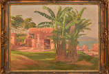 TRAPLE , Estanislau  (1898 - 1958) - Casario co... - TRAPLE , Estanislau  (1898 - 1958) - Casario com bananeiras - ost - 57 x 76