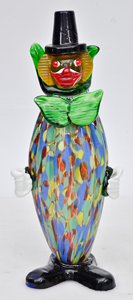 Palhaço de murano multicor, alt. 31 cm.