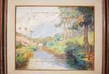 Edgar Parreiras (1885-1960), Paisagem - Óleo sobre tela - datado 1953. Partes da tinta descascando, precisando restauro.