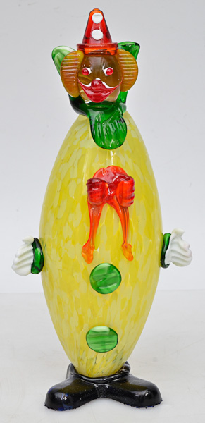 Palhaço de murano multicor, alt. 36 cm.