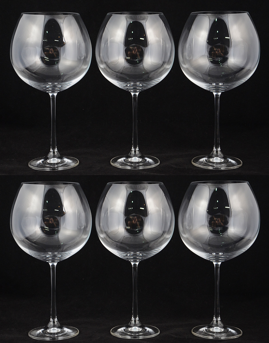 Seis cálices de cristal da Bohemia, 960 ml.