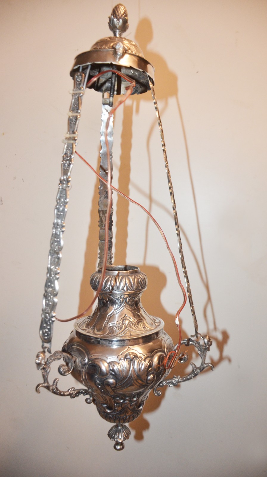 Lampadário de prata portuguesa, contrastada, século XIX. Peso da... - foto 2 de 6