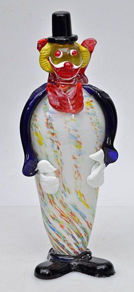 Palhaço de murano multicor, alt. 32 cm.