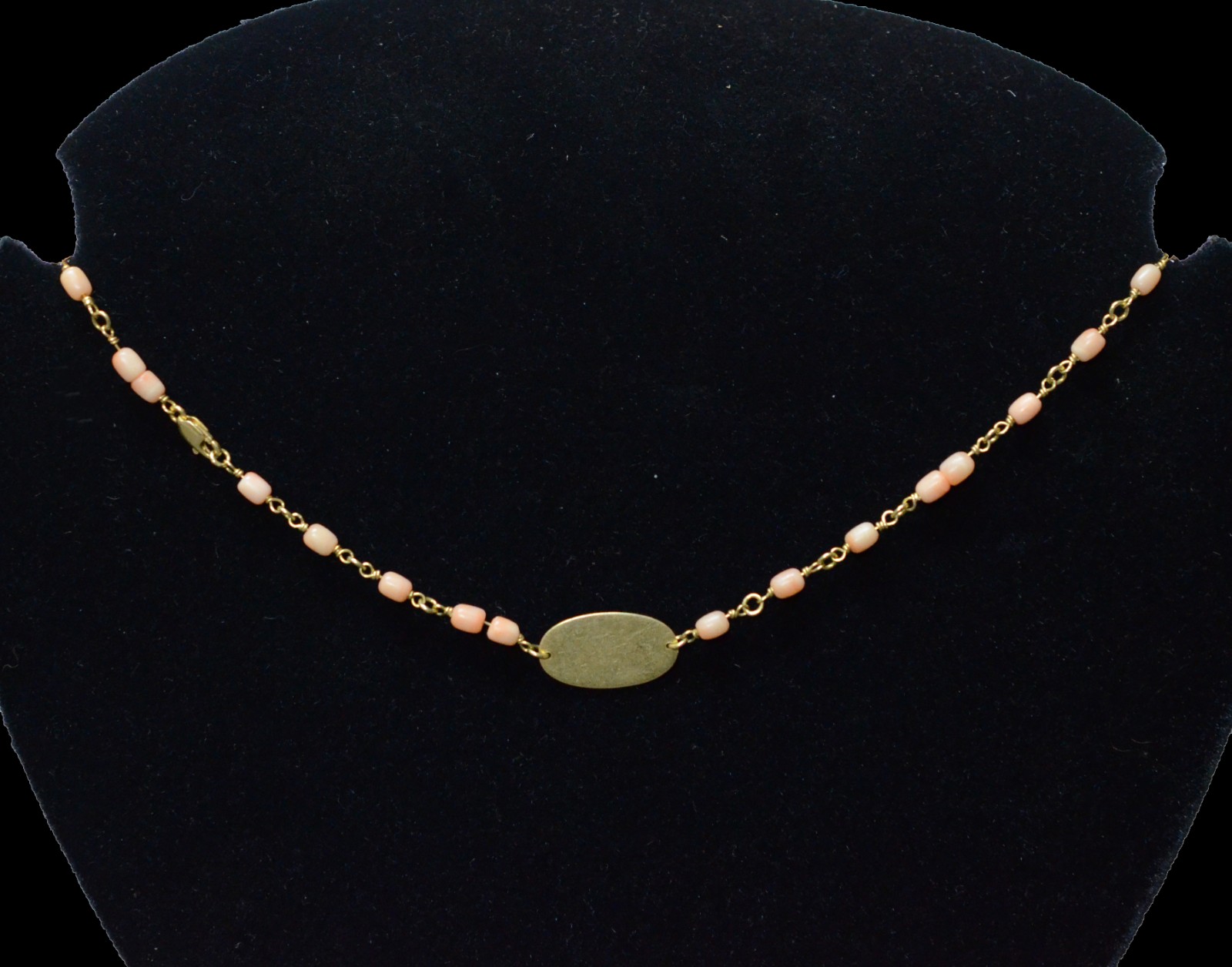 Conjunto de pulseira e colar de ouro com pedras cor de coral. (Por... - foto 5 de 6