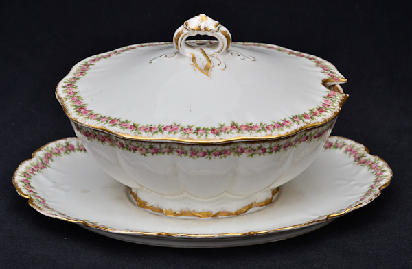 Molheira com tampa de porcelana francesa de LIMOGES, Frank Havilland...
