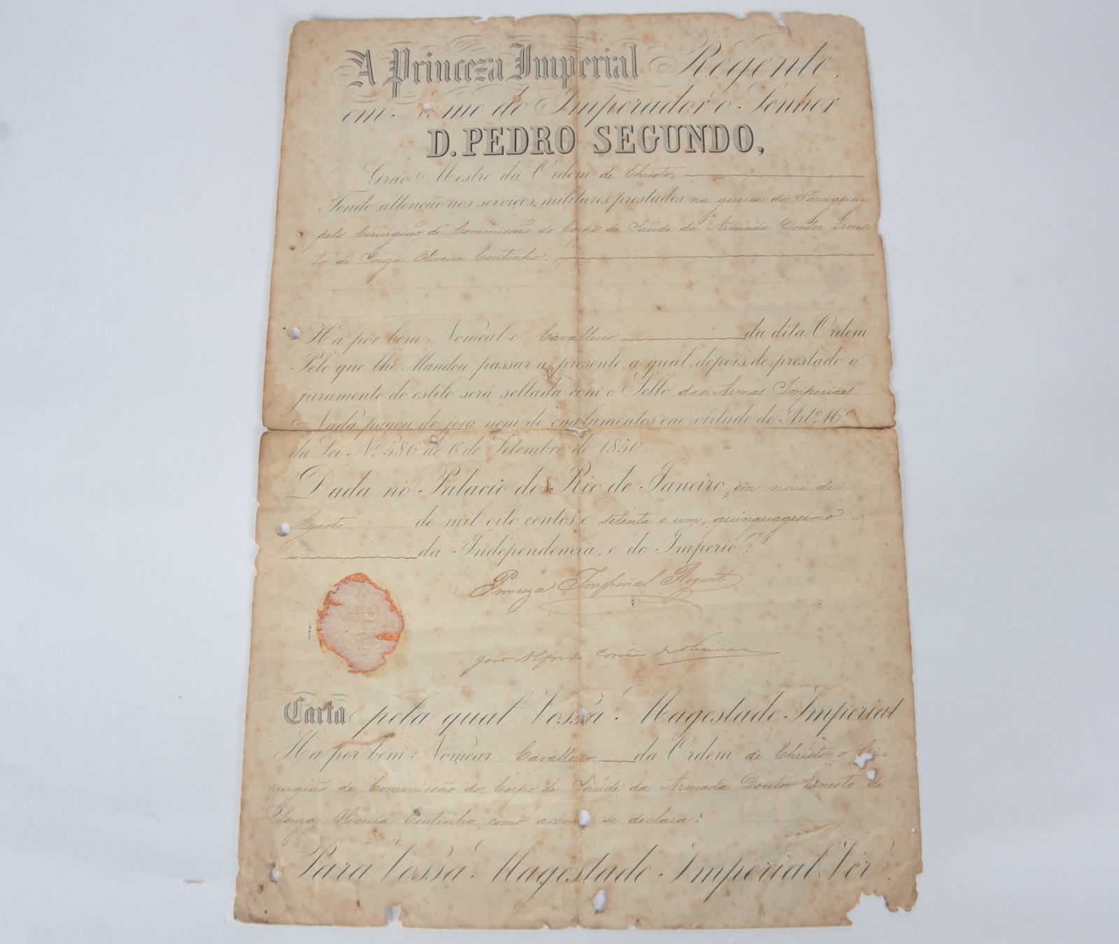Princesa Isabel - Documento da Ordem de Cristo de 1871. - foto 1 de 9