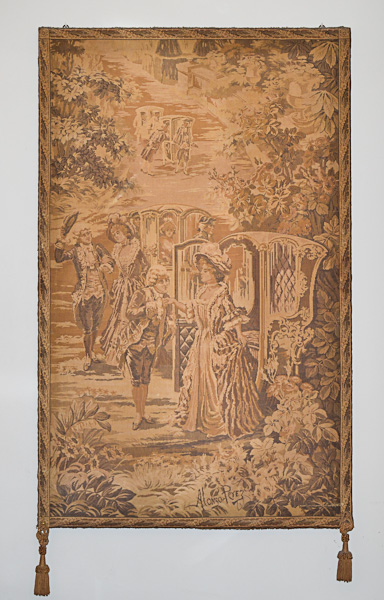 Tapeçaria repres.dama com carruagem, assinada ALONSO PEREZ, med. 2,00...
