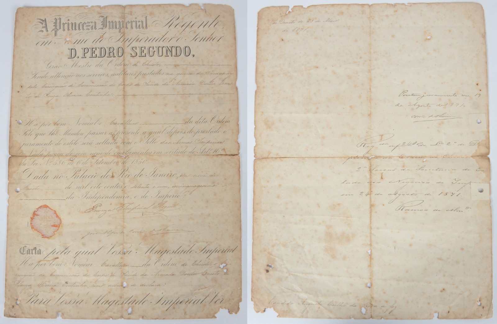 Princesa Isabel - Documento da Ordem de Cristo de 1871. - foto 9 de 9