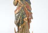 Nossa Senhora da Conceição,  - Grande e belíssima imagem de madeira policromada  representando Nossa Senhora. Vestido e manto com lindo movimento nos tons de azul e flores douradas.