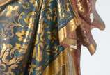 Nossa Senhora da Conceição,  - Grande e belíssima imagem de madeira policromada  representando Nossa Senhora. Vestido e manto com lindo movimento nos tons de azul e flores douradas.