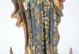 Nossa Senhora da Conceição,  - Grande e belíssima imagem de madeira policromada  representando Nossa Senhora. Vestido e manto com lindo movimento nos tons de azul e flores douradas.