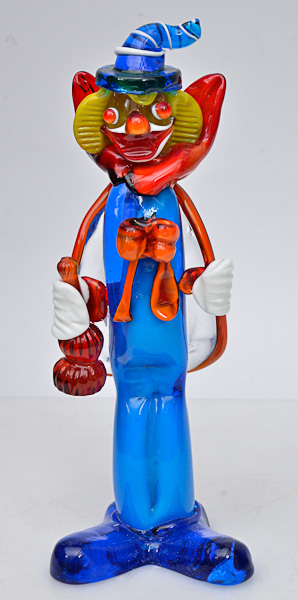 Palhaço de murano multicor, alt. 28 cm.