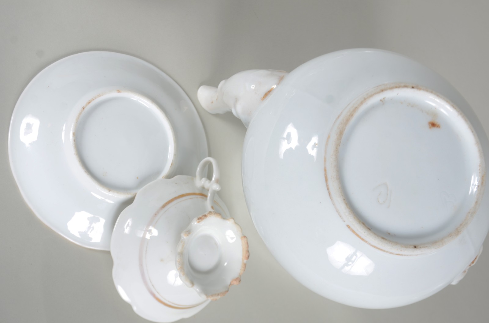 Serviço de chá de porcelana francesa Velho Paris, na cor branca... - foto 8 de 9