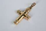 Crucifixo de ouro 18 k, contraste 750  cravejad... - Crucifixo de ouro 18 k, contraste 750  cravejado com brilhante. (Por motivos de segurança a peça não se encontra na loja)