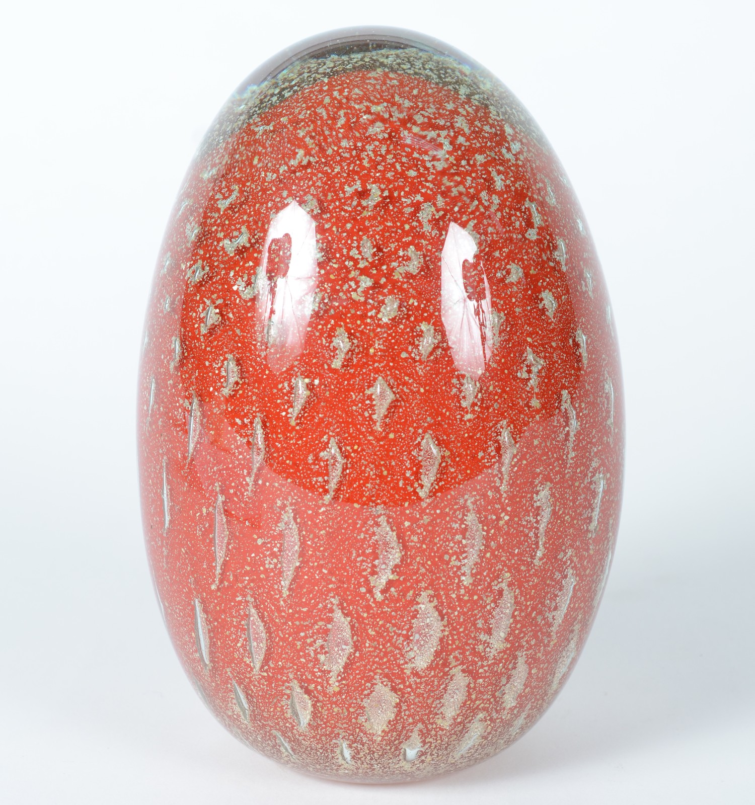 Ovo/pinha de vidro decorativo na cor laranja. - foto 1 de 4