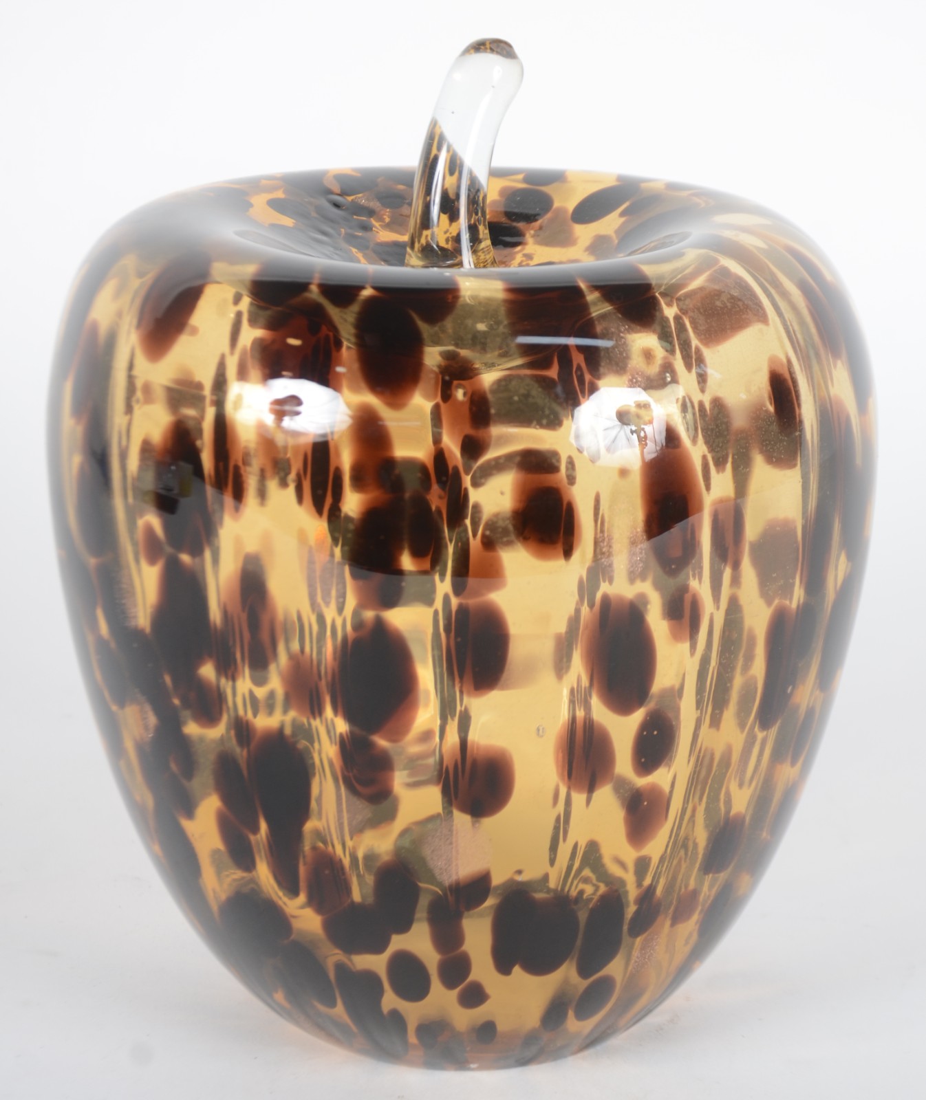 Maçã de vidro decorativo em mesclas marrons e dourado. - foto 1 de 5