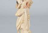 Escultura de marfim oriental representando guei... - Escultura de marfim oriental representando gueixa, resquícios de policromia, base de madeira entalhada. Pequenas rachaduras no marfim.
