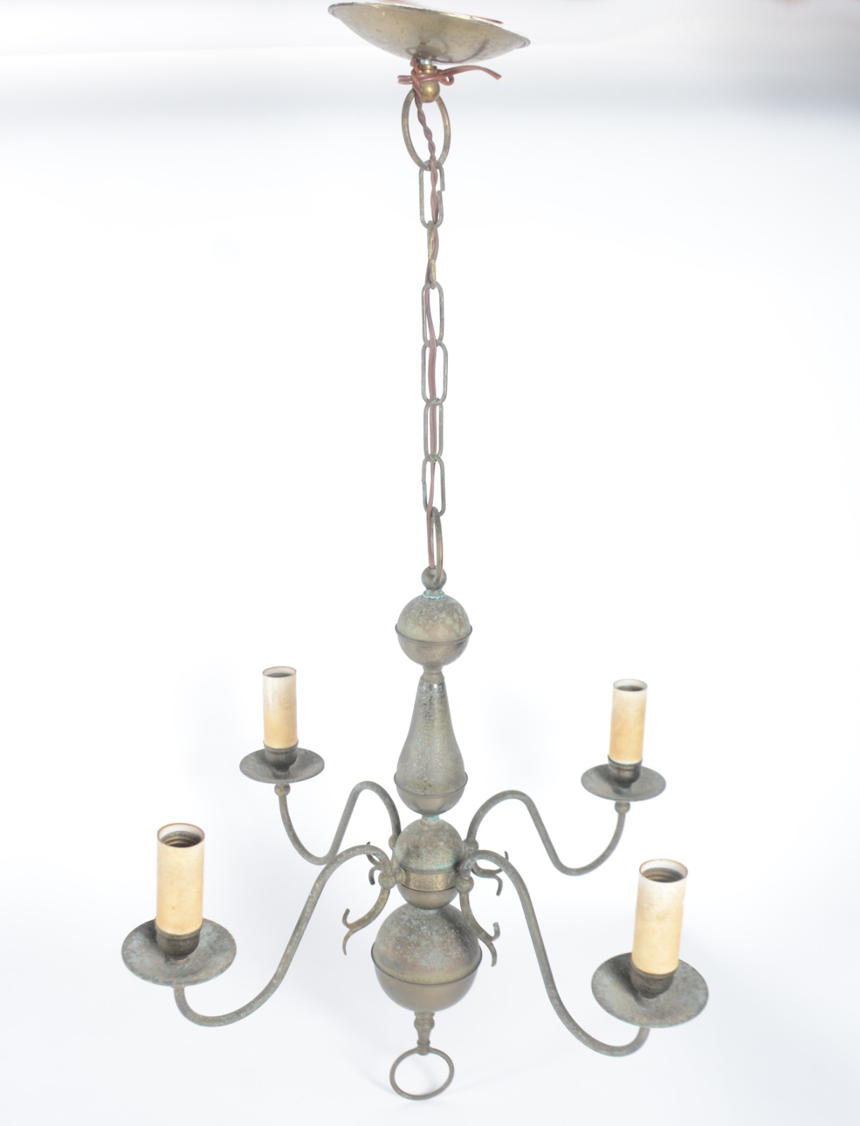 Lustre de metal estilo holandês para 4 luzes (oxidado). - foto 1 de 5