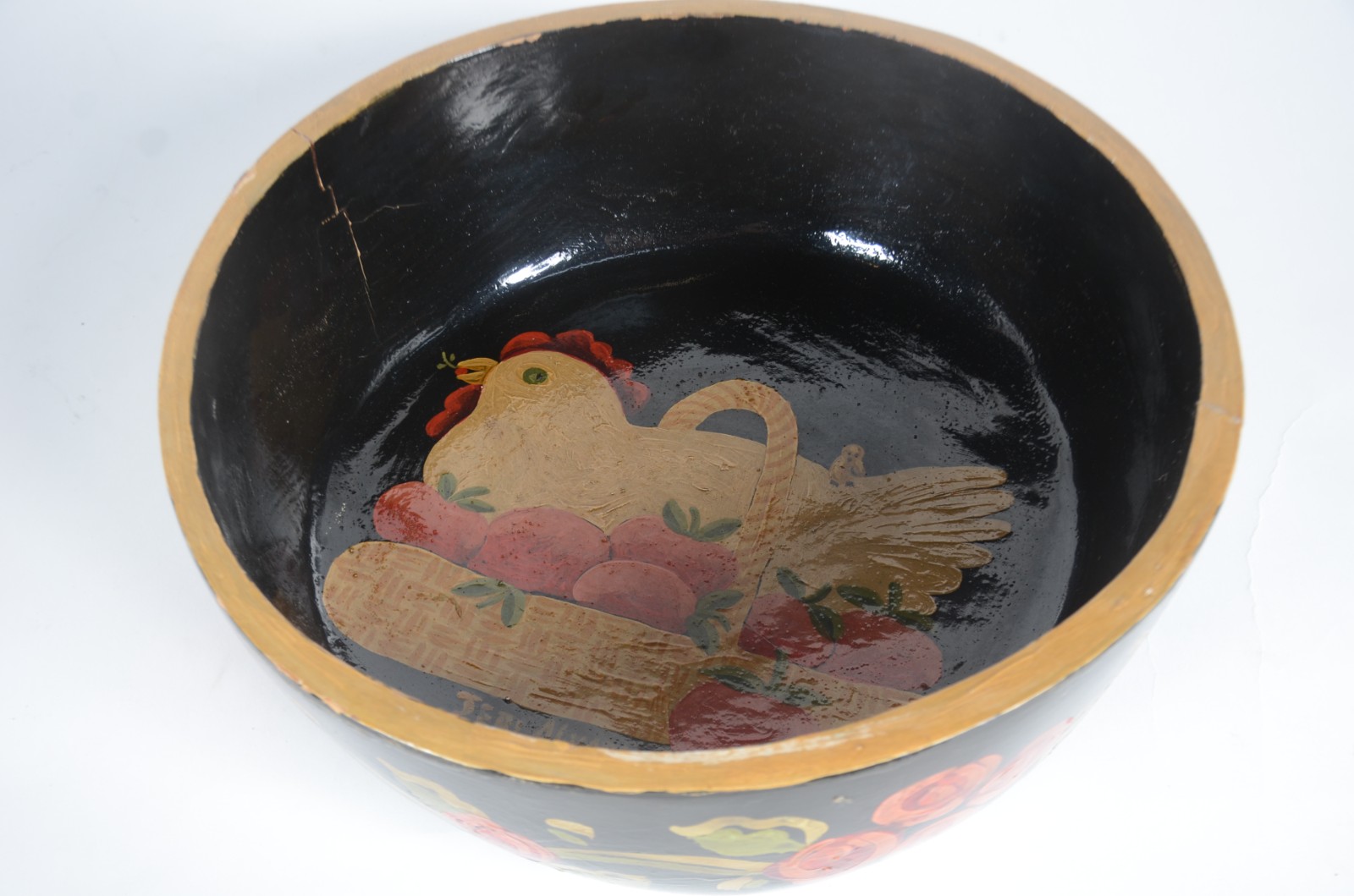 Três peças decorativas mexicanas, sendo: bowl de madeira pintada... - foto 7 de 11
