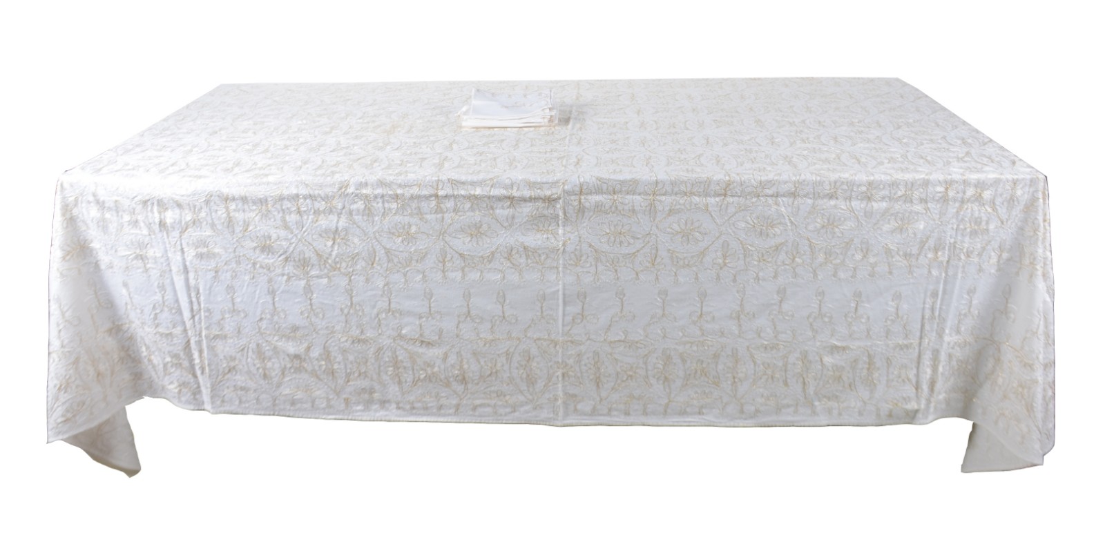 Toalha de mesa da Jordânia com bordados em dourado. Acompanham 9... - foto 2 de 10