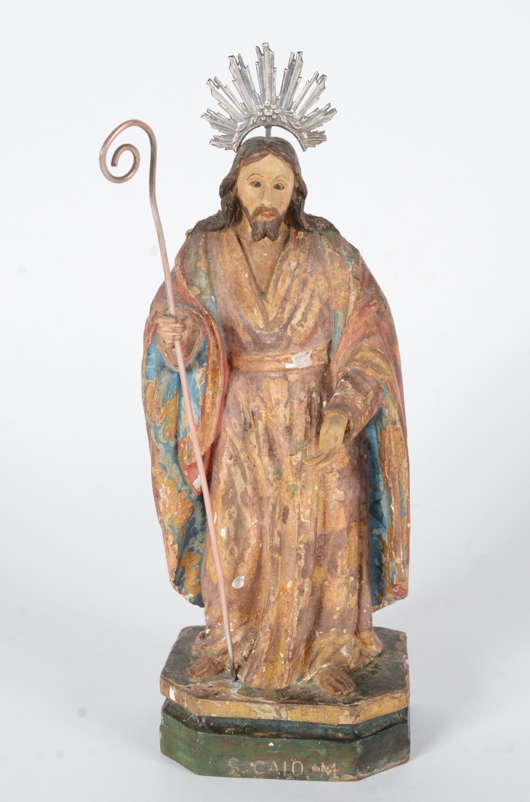 São Caio - Antiga imagem de madeira policromada, acompanha resplendor... - foto 2 de 10