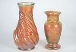 Cinco vasos diversos de antigo vidro decorativo... - Cinco vasos diversos de antigo vidro decorativo "casca de cebola".