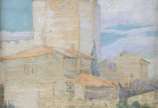 Dimitri Ismailovitch (1892-1976), Paisagem Urbana - Óleo sobre eucatex. Não apresenta assinatura.