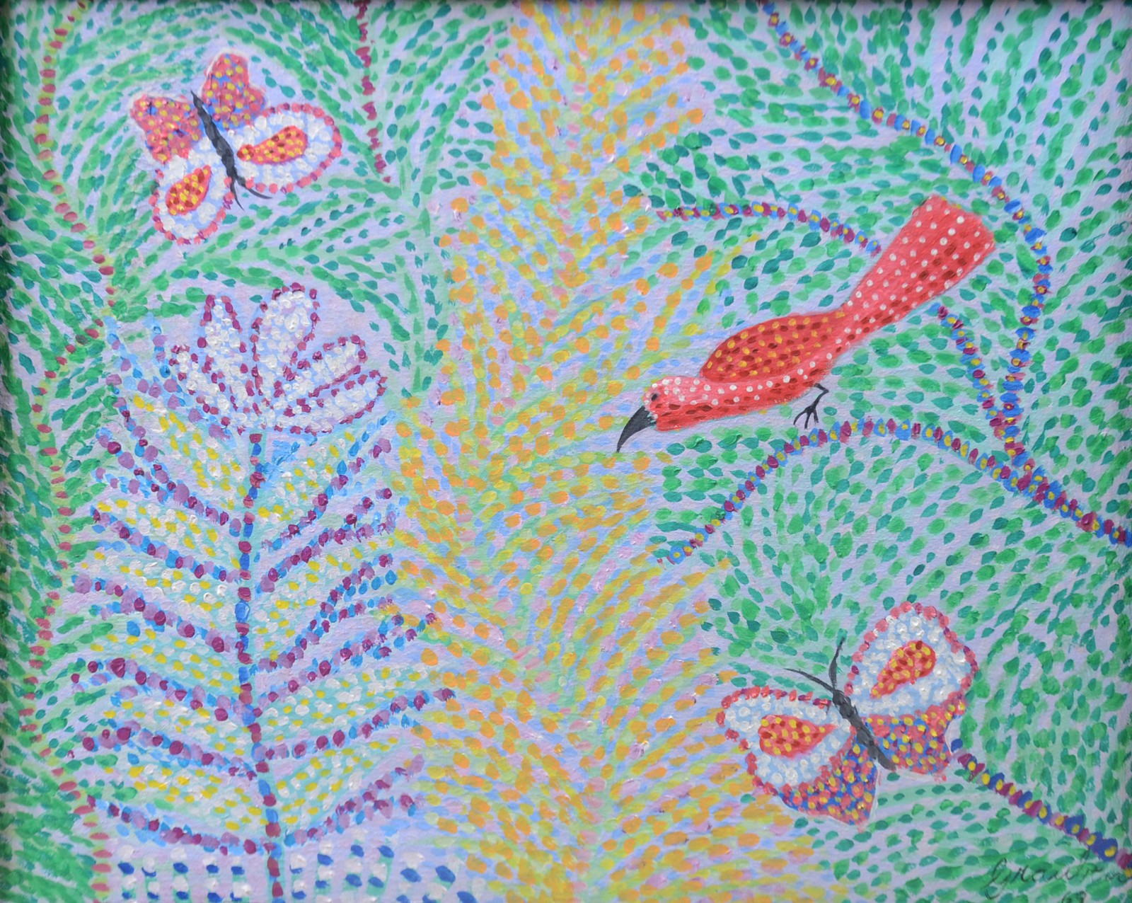 Grauben  (1889-1972), Flores com borboletas e pássaro - foto 1 de 4