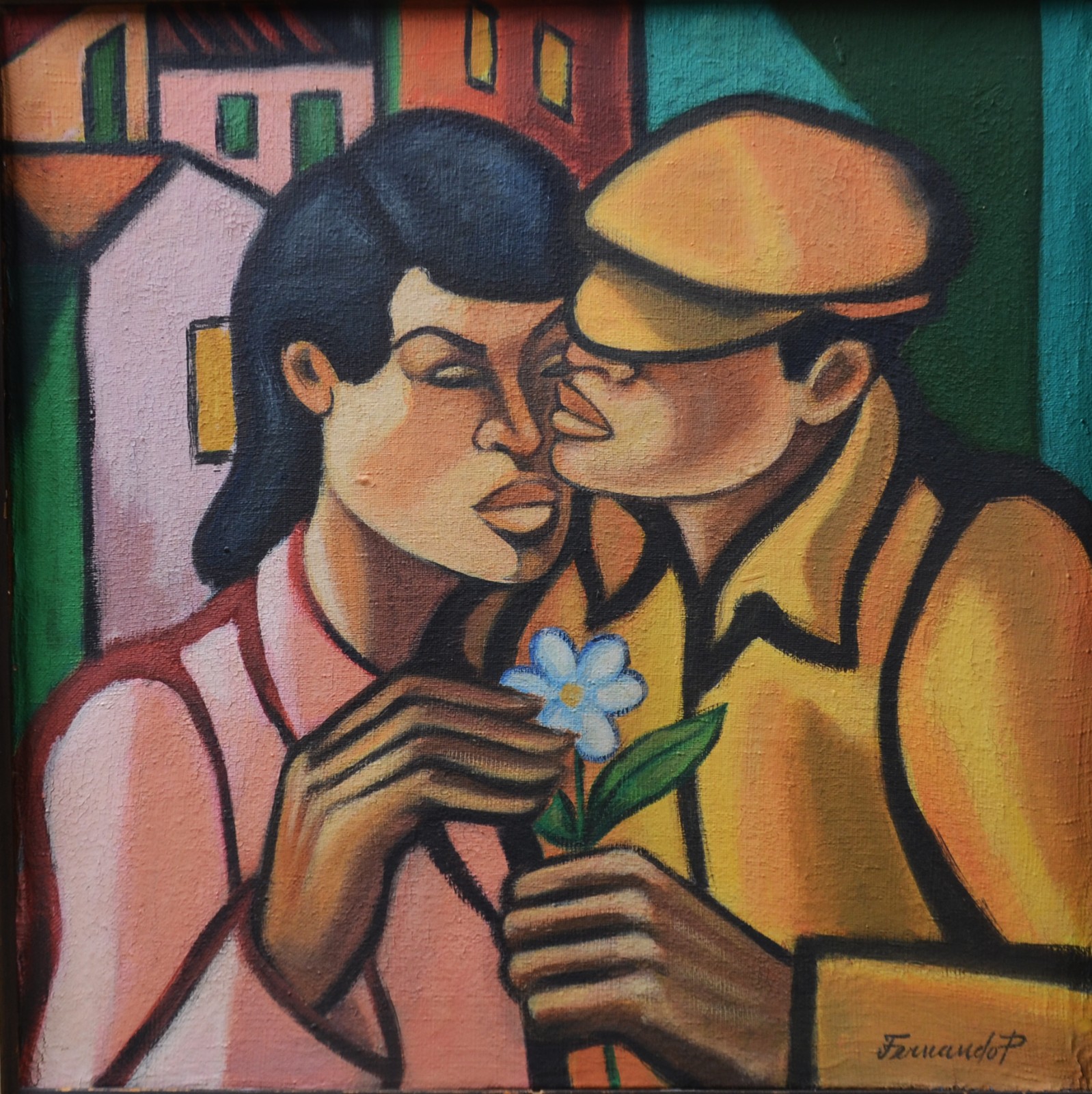 Fernando P. (1917-2005), Casal com flor azul - foto 1 de 5
