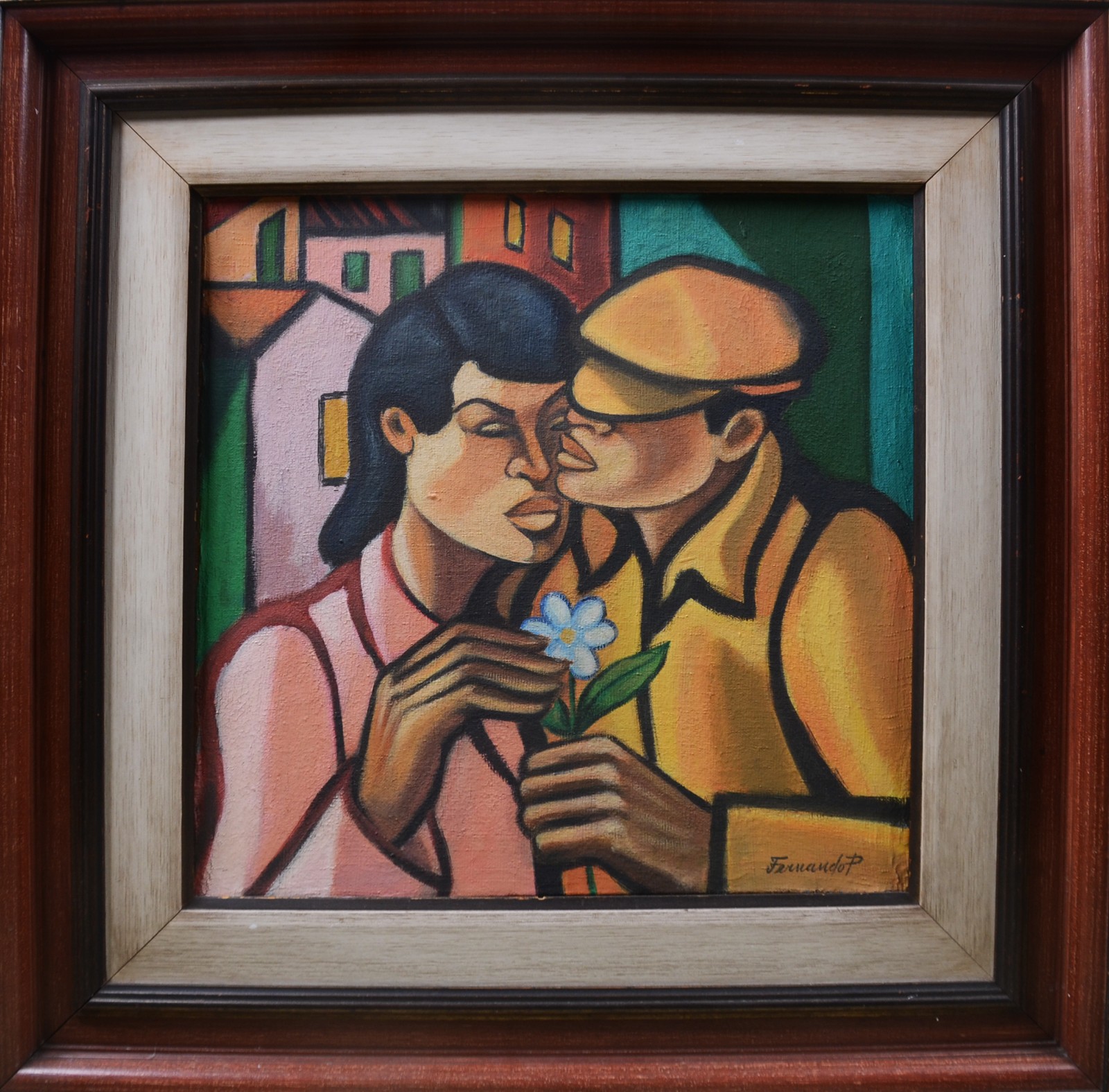 Fernando P. (1917-2005), Casal com flor azul - foto 2 de 5