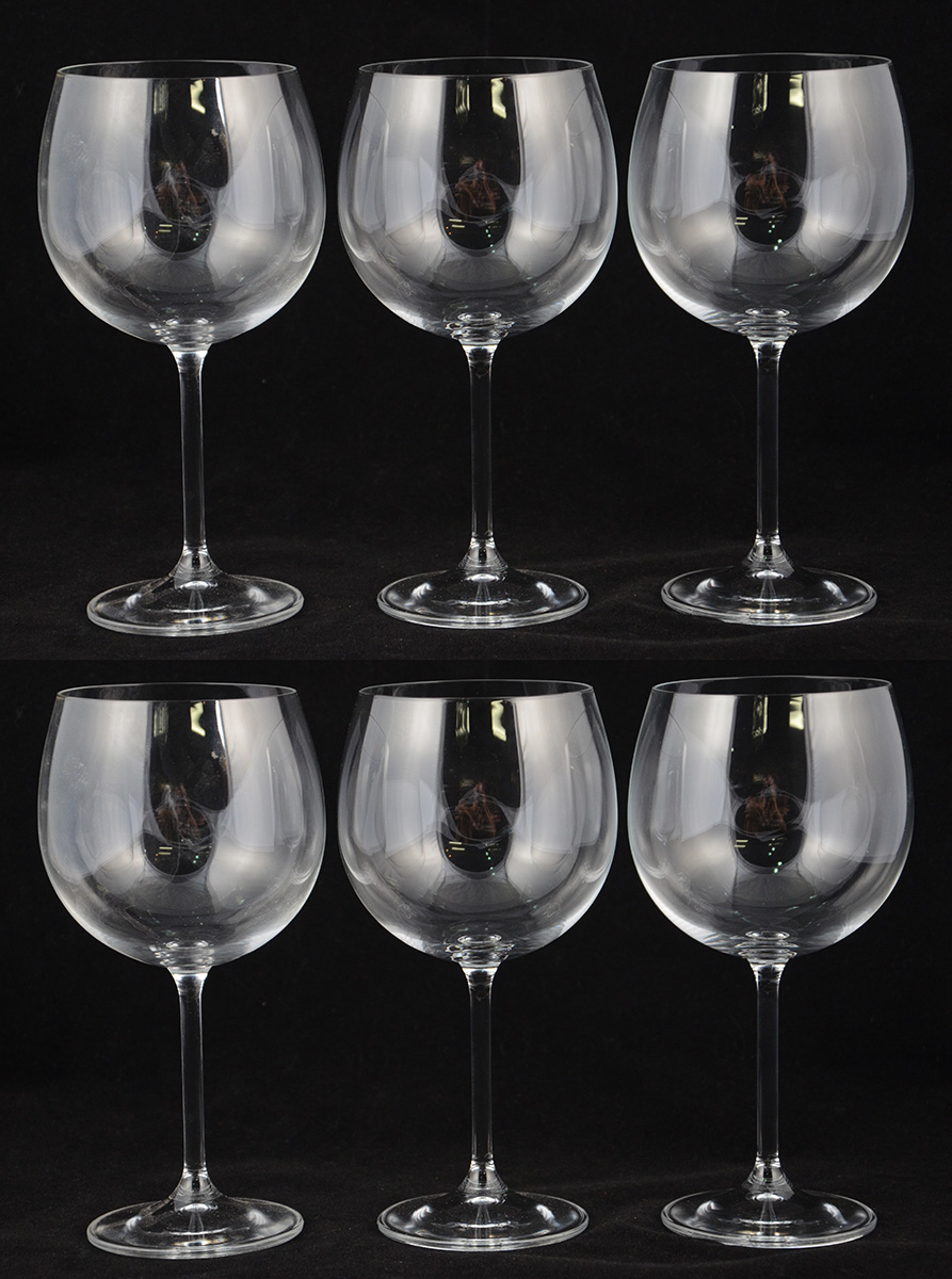 Seis cálices balloon de cristal da Bohemia, 570 ml.