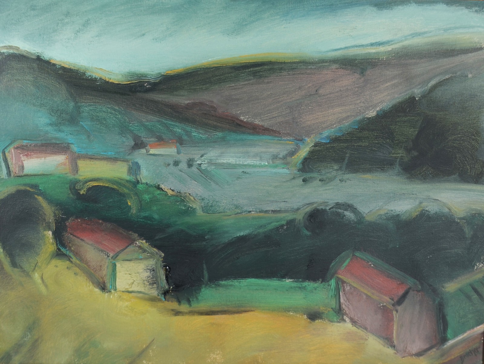 Carlos Bracher (1940), Vale com casas e árvores - foto 1 de 5