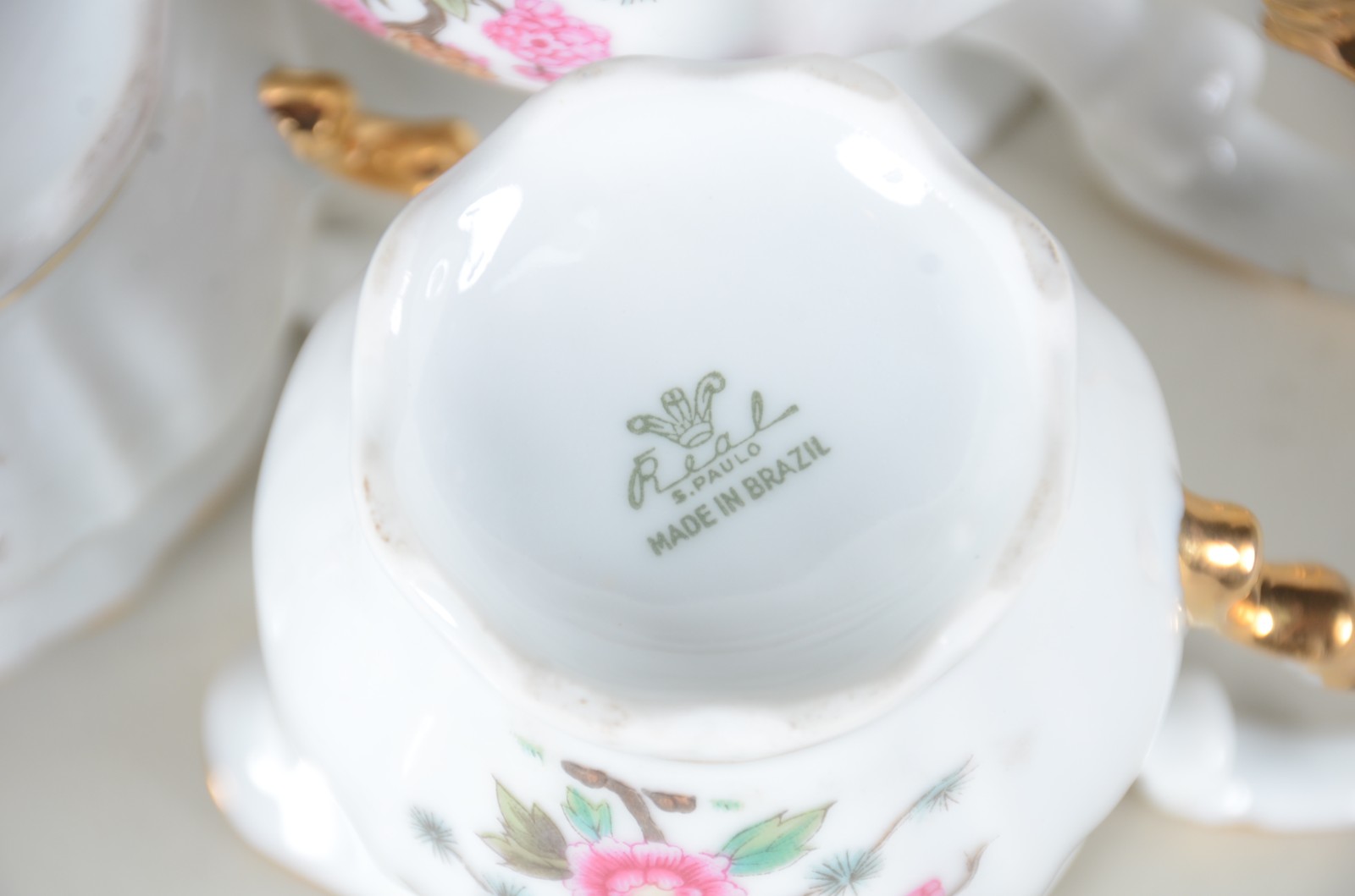 Serviço para café de porcelana Real na cor branca com flores em... - foto 10 de 10