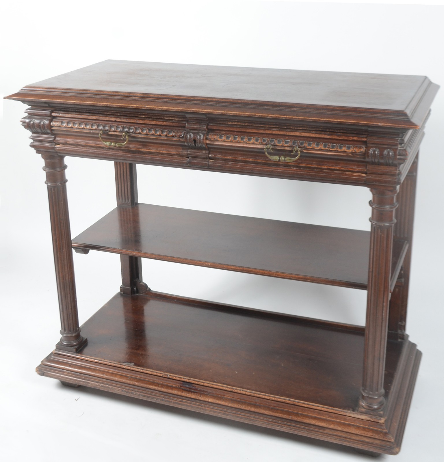 Mesa aparador de madeira nobre com 2 gavetas, tampo dobrável que... - foto 3 de 9