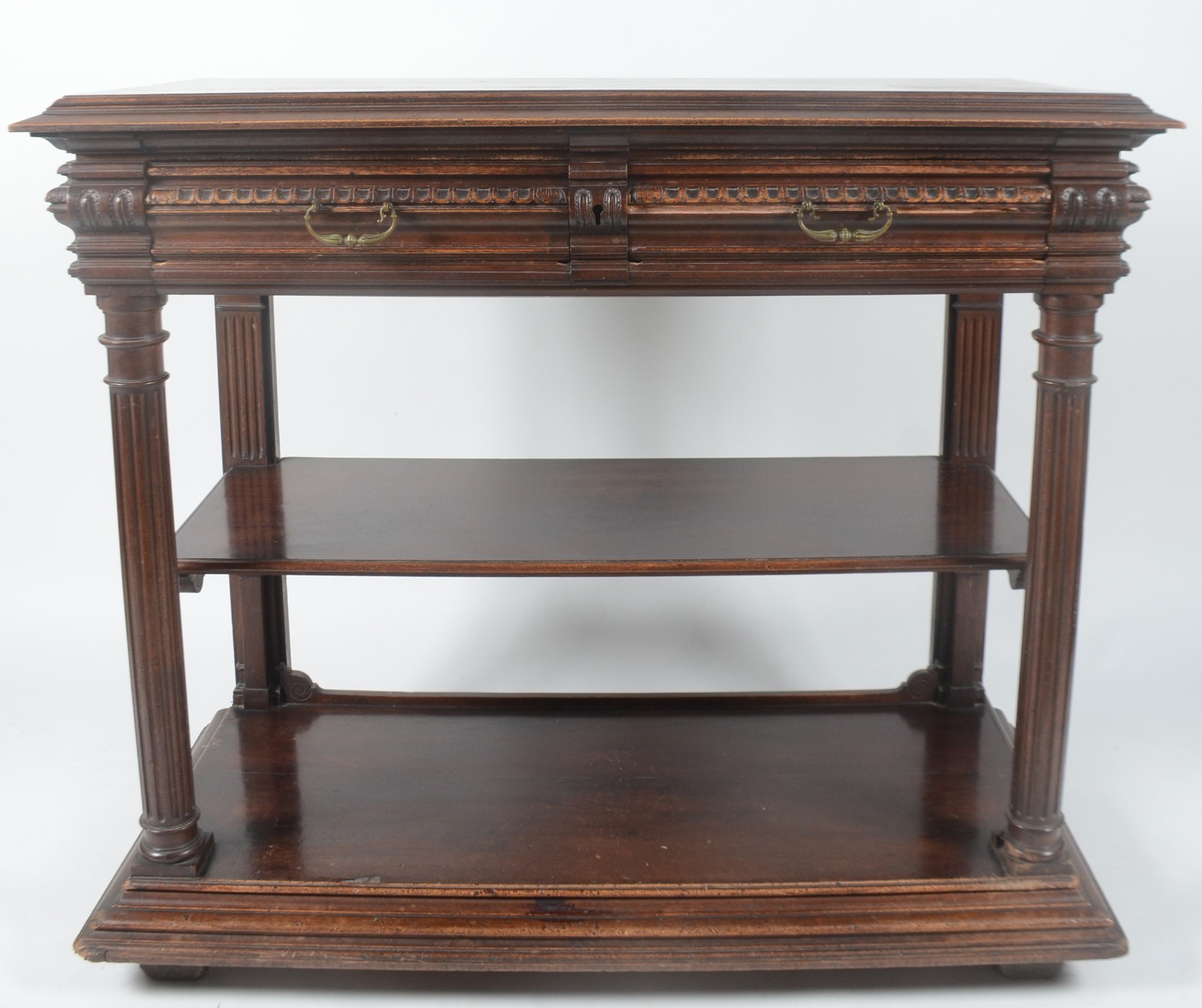 Mesa aparador de madeira nobre com 2 gavetas, tampo dobrável que... - foto 4 de 9
