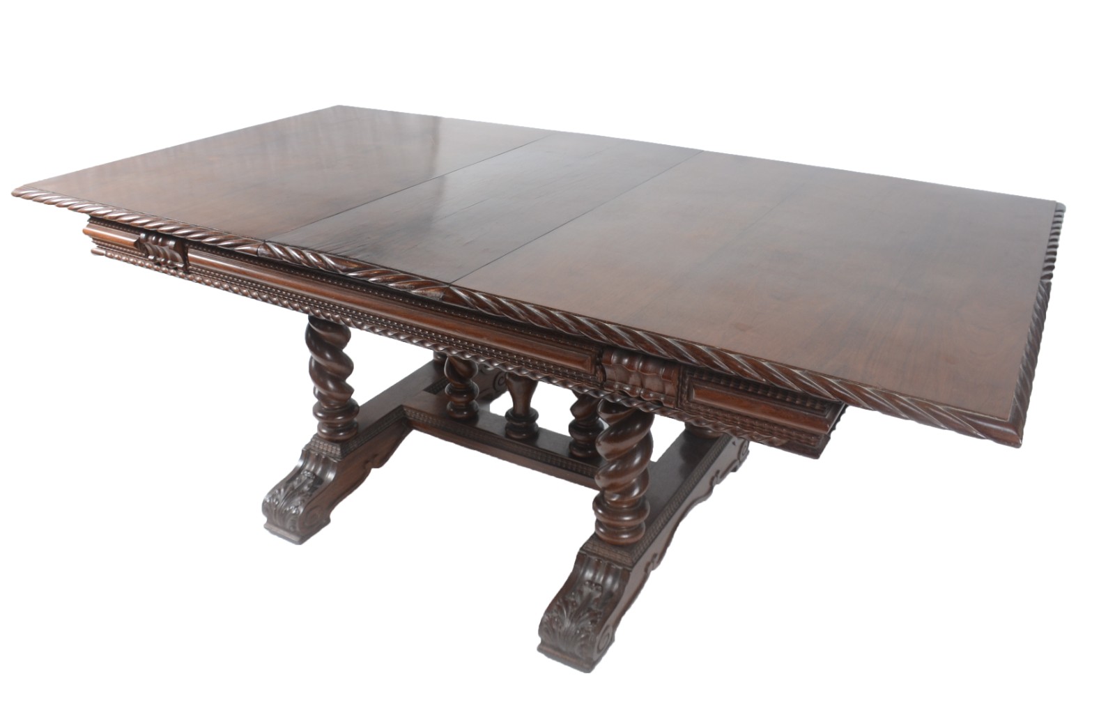 Mesa de jantar de madeira nobre, tampo retangular com duas tábuas... - foto 2 de 9