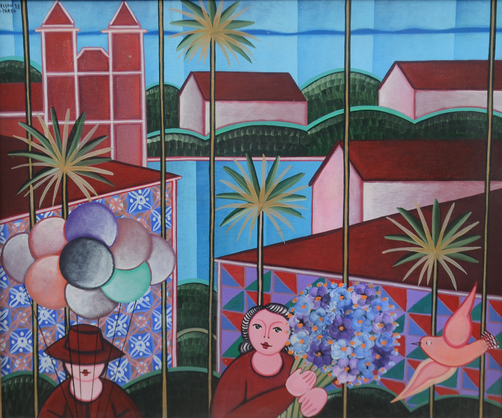 Adelson do Prado (1944-2013), Figuras com balões e flores - foto 1 de 4