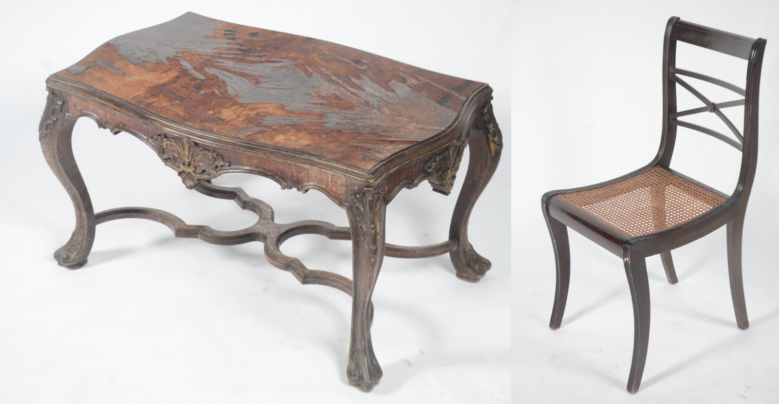 Duas peças de madeira nobre, sendo: Mesa de centro estilo Dom Jose... - foto 1 de 11