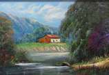 Adriana Andrade (1967), Paisagem Com Casário - Óleo sobre tela.