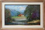 Adriana Andrade (1967), Paisagem Com Casário - Óleo sobre tela.