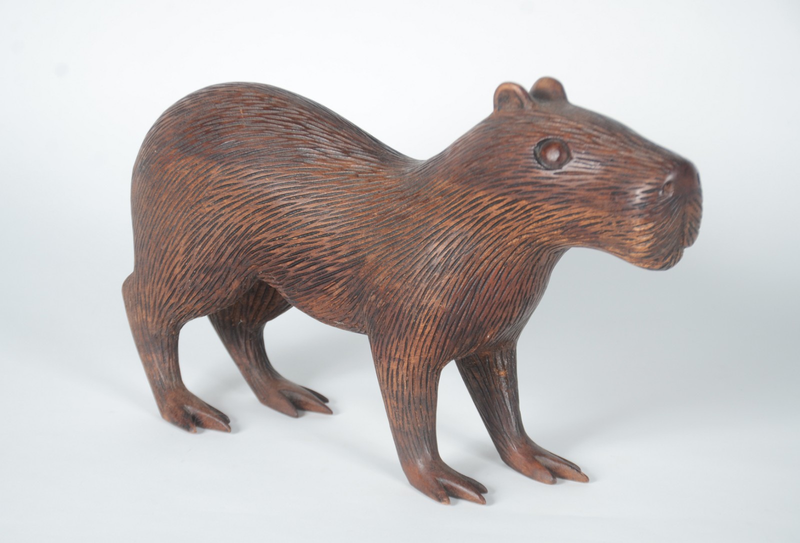 Escultura de madeira maciça representando capivara. - foto 2 de 6