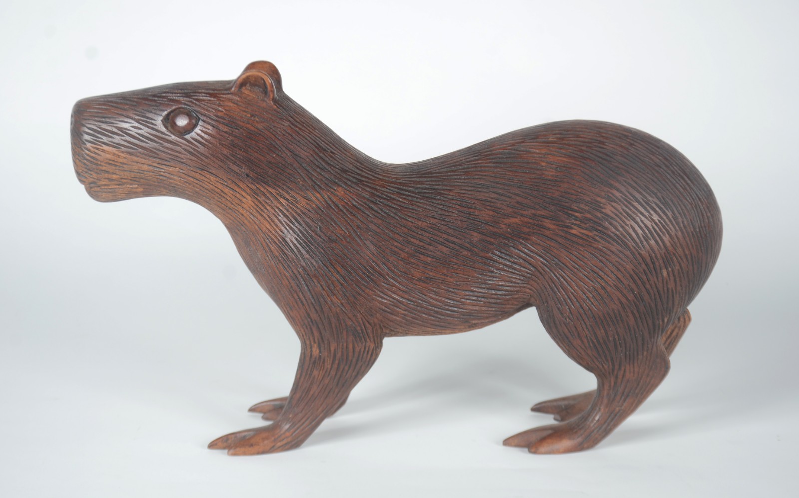 Escultura de madeira maciça representando capivara. - foto 3 de 6