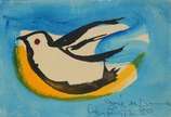 José de Dome (1921-1982), Pássaro - Desenho aquarela. Ex coleção da escritora Olga Savary.